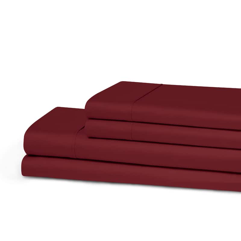 Superior Cotton Breathable Deep Pocket Solid Bed Sheet Set - Burgundy - Twin