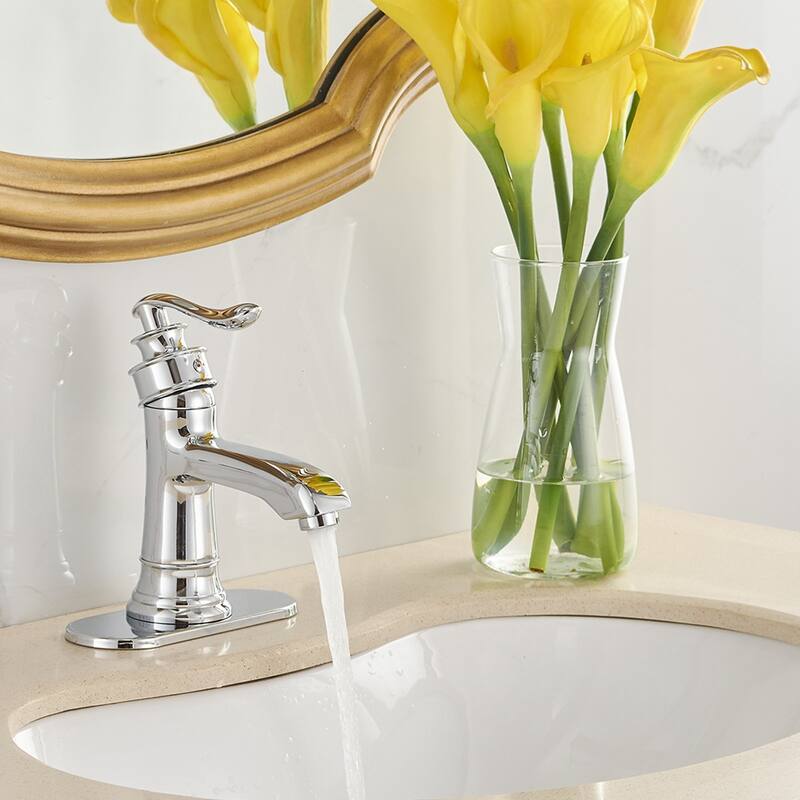 7.5 in Heigh Single Handle Chrome Bathroom Faucet - Spout height: 3.17inches Spout reach: 4.4 inches