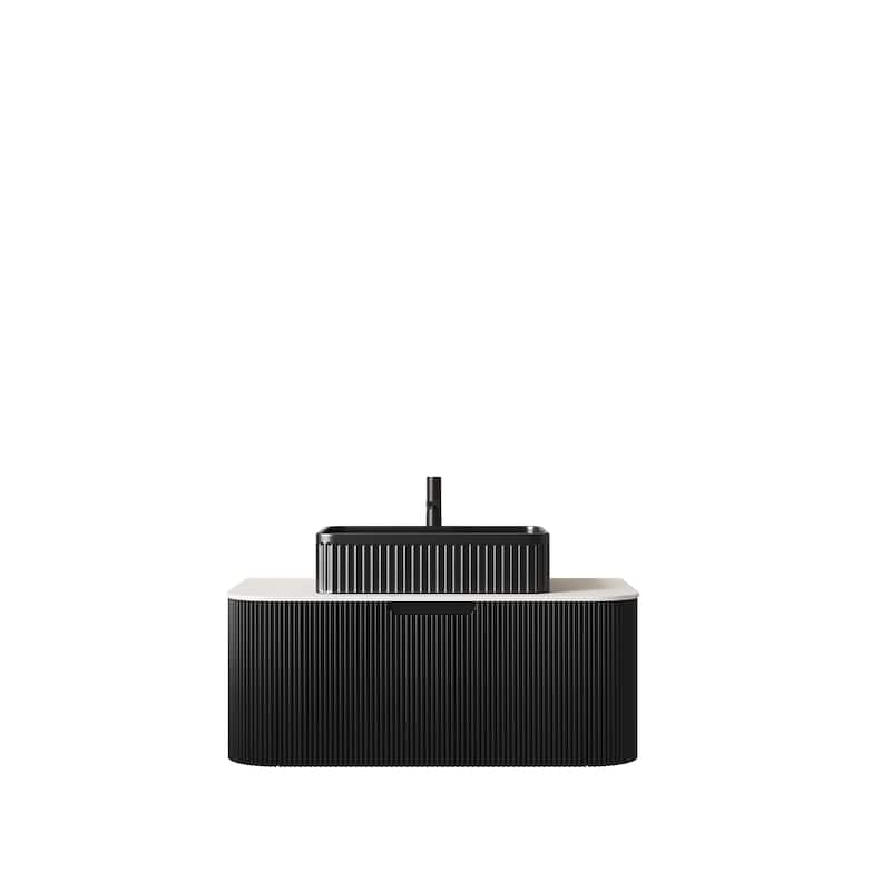 Wall-Mounted Floating Bathroom Vanity with Sink
