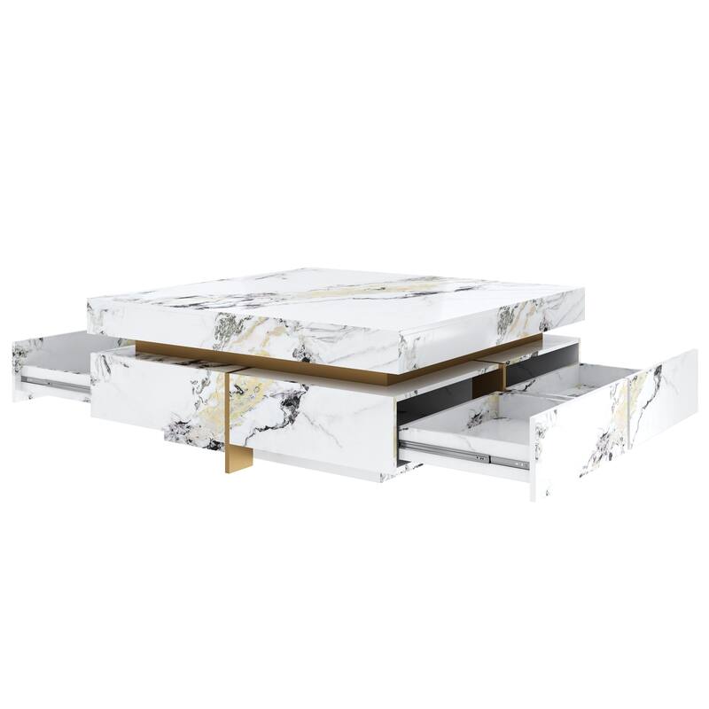 Modern Square Marble Textured Coffee table