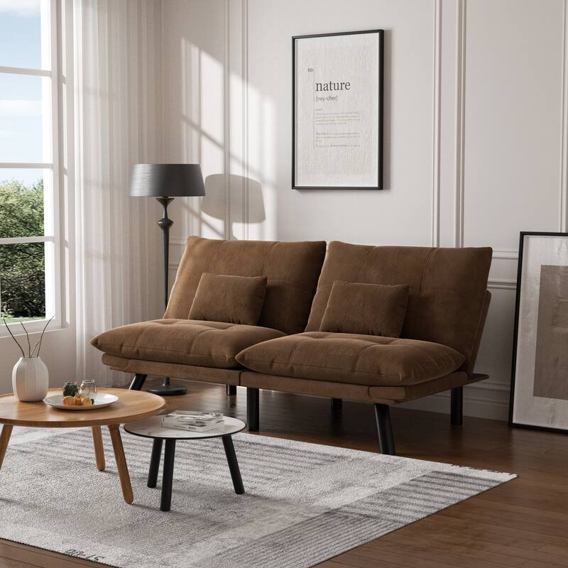 Modern Brown Microfiber Convertible Folding Sofa Bed