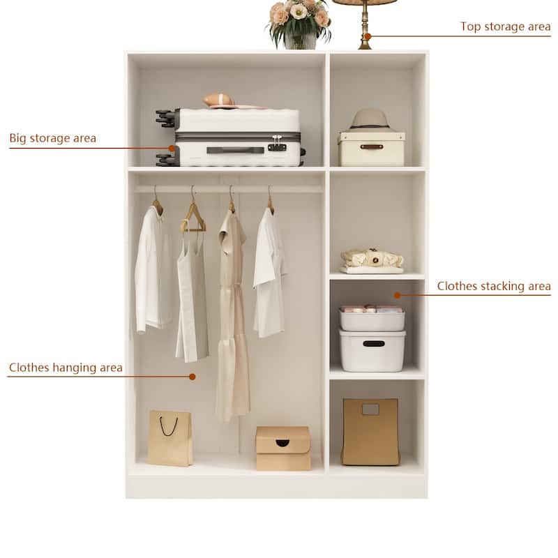 Large Wardrobe Armoire Wooden Closet with 3 Doors for Bedroom Hanging