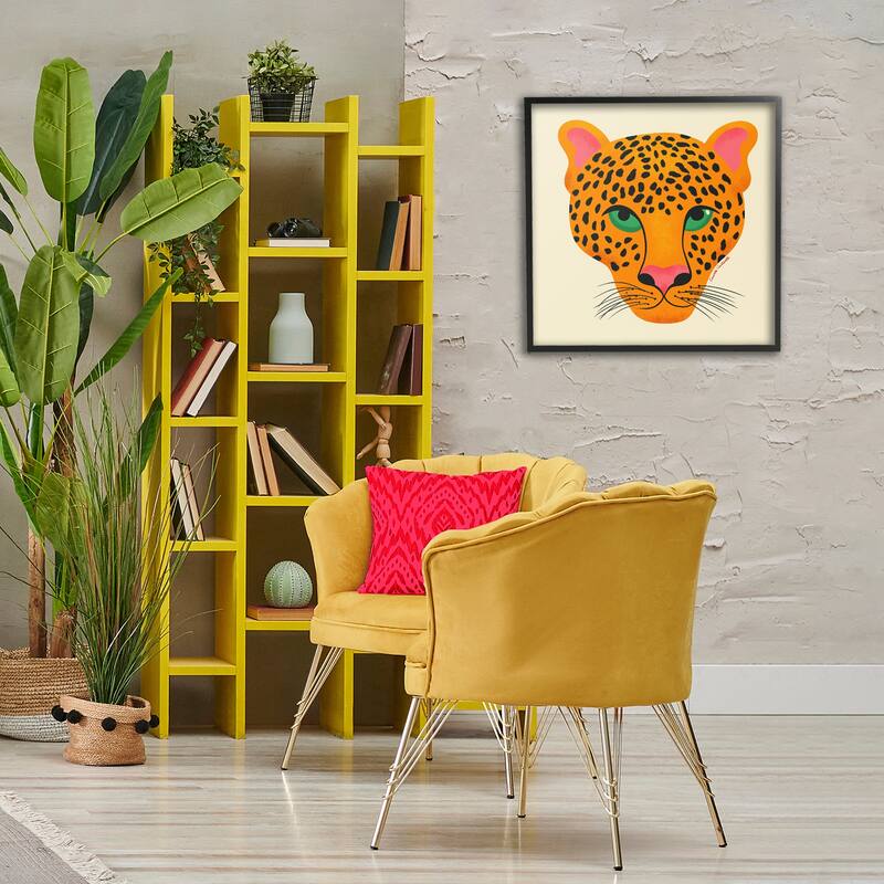 Stupell Modern Leopard Wildlife Face Framed Giclee Art Design By Carrie Cantwell