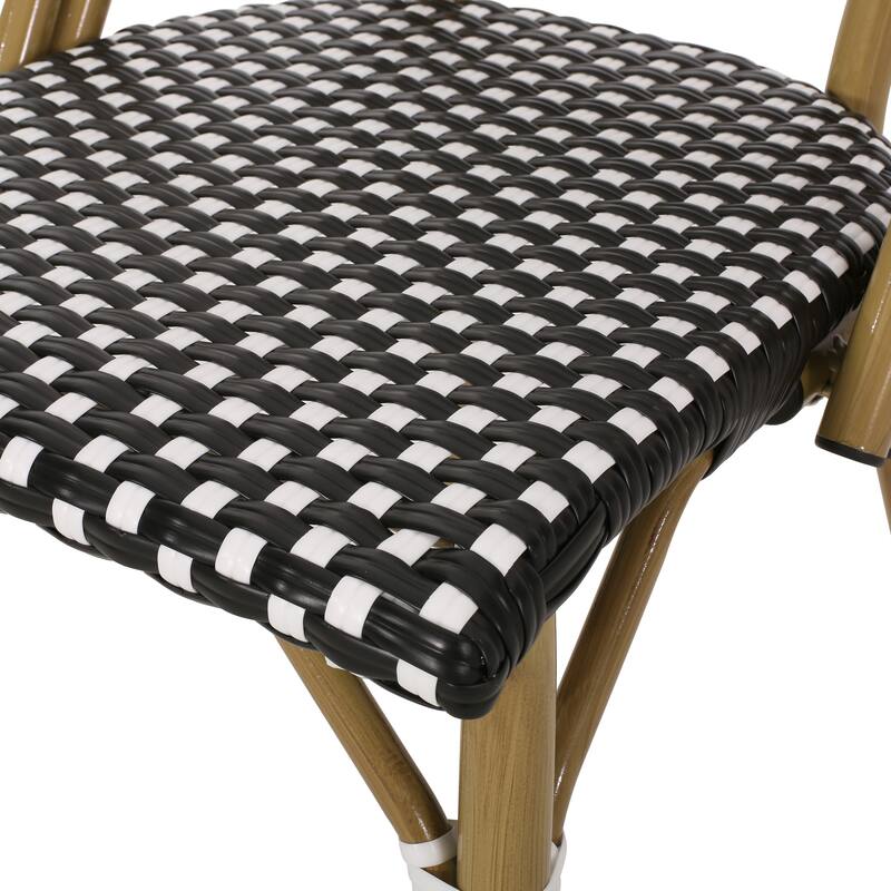Outdoor PE Ratten and Aluminum French Bistro Chairs, Set of 2