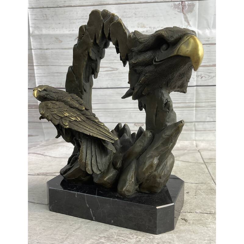 Majestic Bald Eagle Head Sculpture Bronze Statue Figurine Wildlife Bird Lover Art Decor