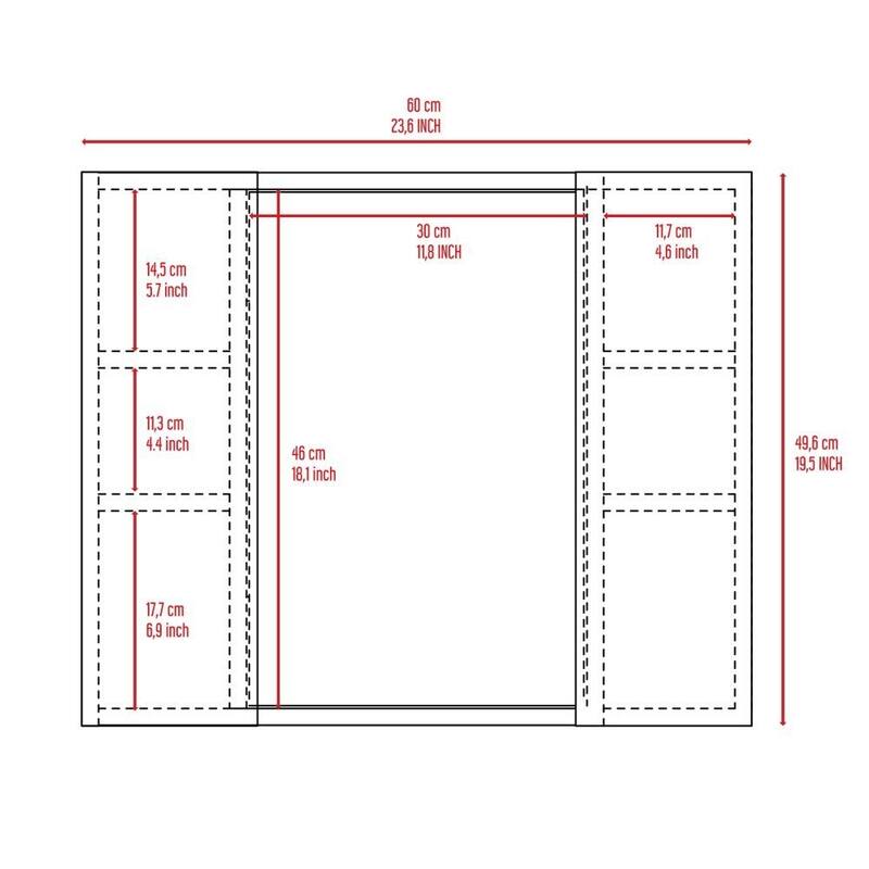 Double Door Medicine Cabinet with Mirror, External Shelf for Storage, 19" H, Space-Saving Design, Wall-Mounted Storage Solution