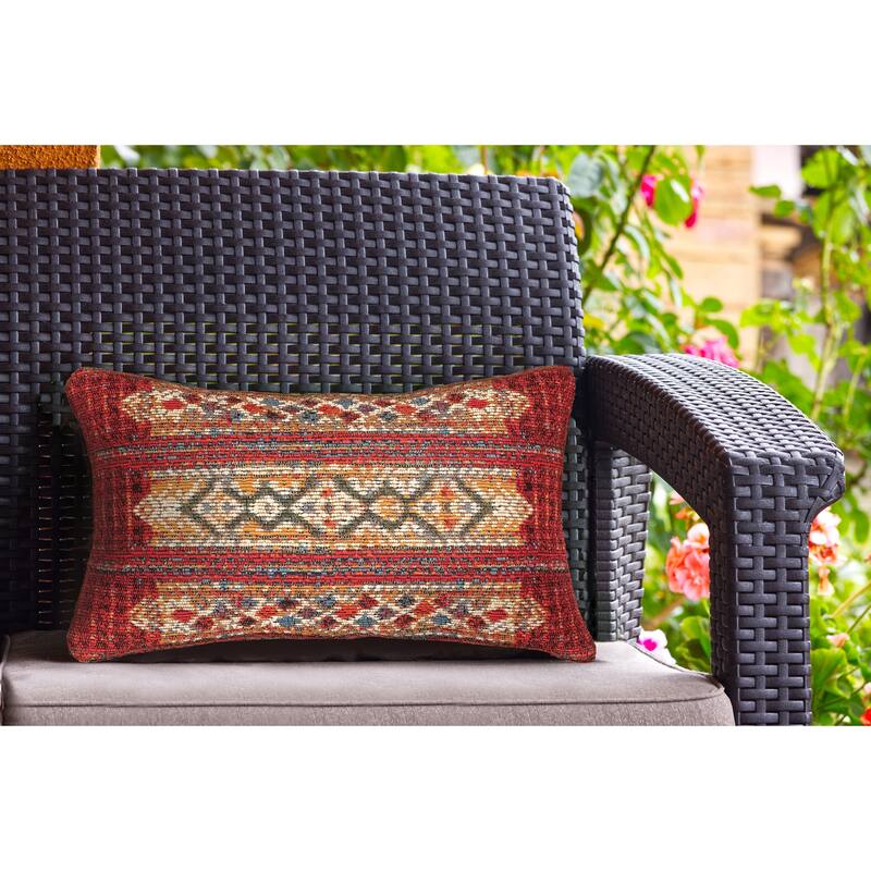 Liora Manne Marina Tribal Stripe Indoor/Outdoor Pillow Red