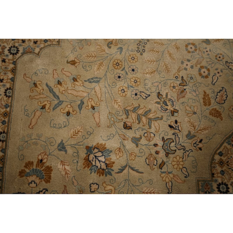 Vegetable Dye Kashan Large Vintage Persian Rug Handmade Wool Carpet - 9'10" x 13'8"