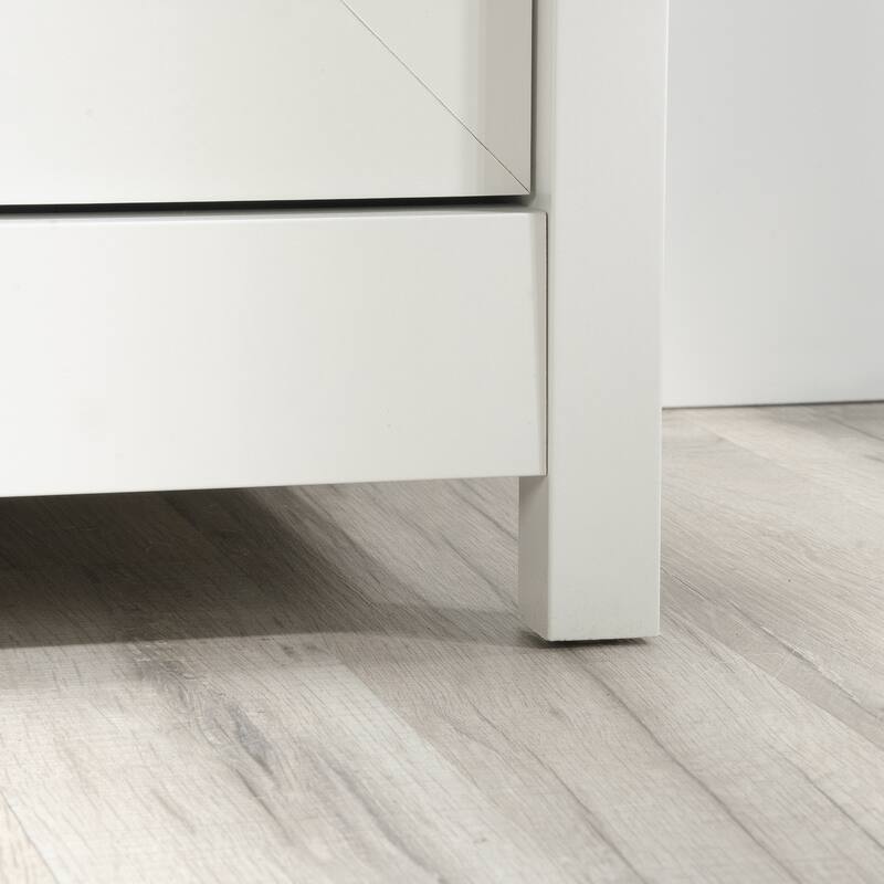 Engineered Wood Coastal Elegant library bookcase, White - 29.29"W x 13.98"D x 71.5"H