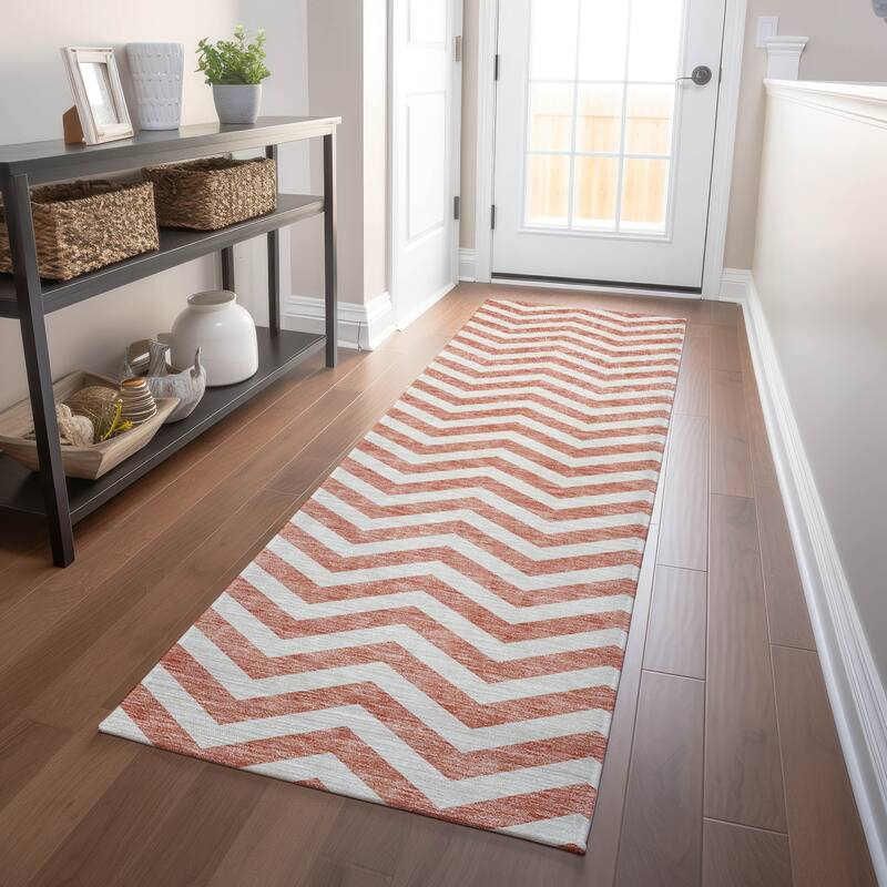 Machine Washable Indoor/ Outdoor Chantille Chevron Stripe Rug