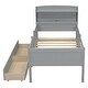 preview thumbnail 22 of 25, Multifunctional Platform Bed with LED Light and Storage Headboard, Twin Size Wooden Bed Frame with 2 Drawers and Guardrail