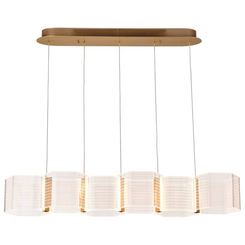 Kenzo LED 6 Light Island Pendant Polished Anodized Bronze Finish Light Guide Panel - Polished Anodized Bronze