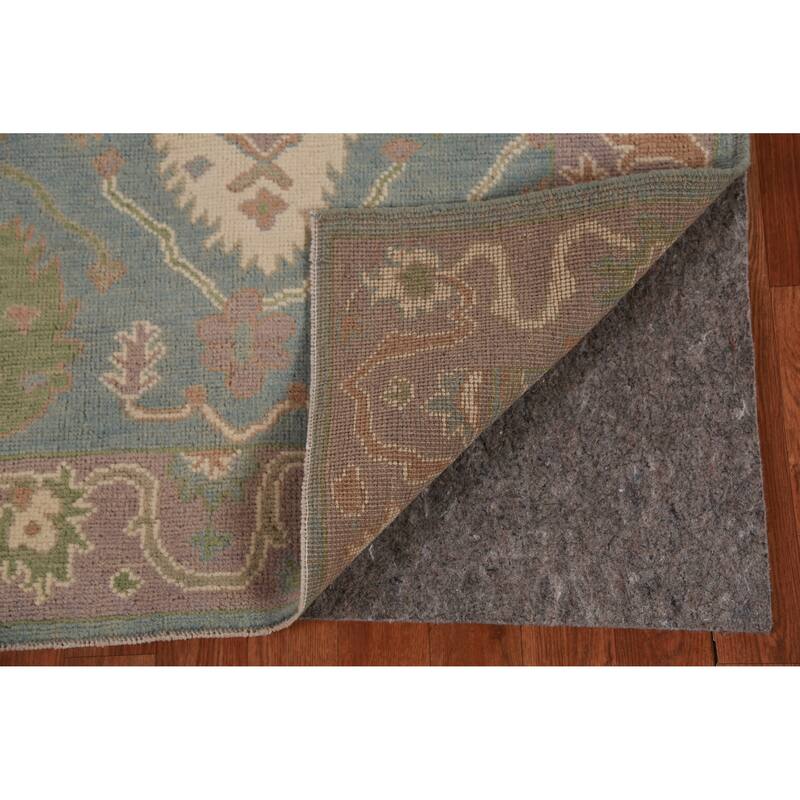 Hand Knotted Oriental 100% Wool Carpet Transitional All-Over Navy Blue & Blues Oushak Runner Rug - 9' 9'' X 3' 3''