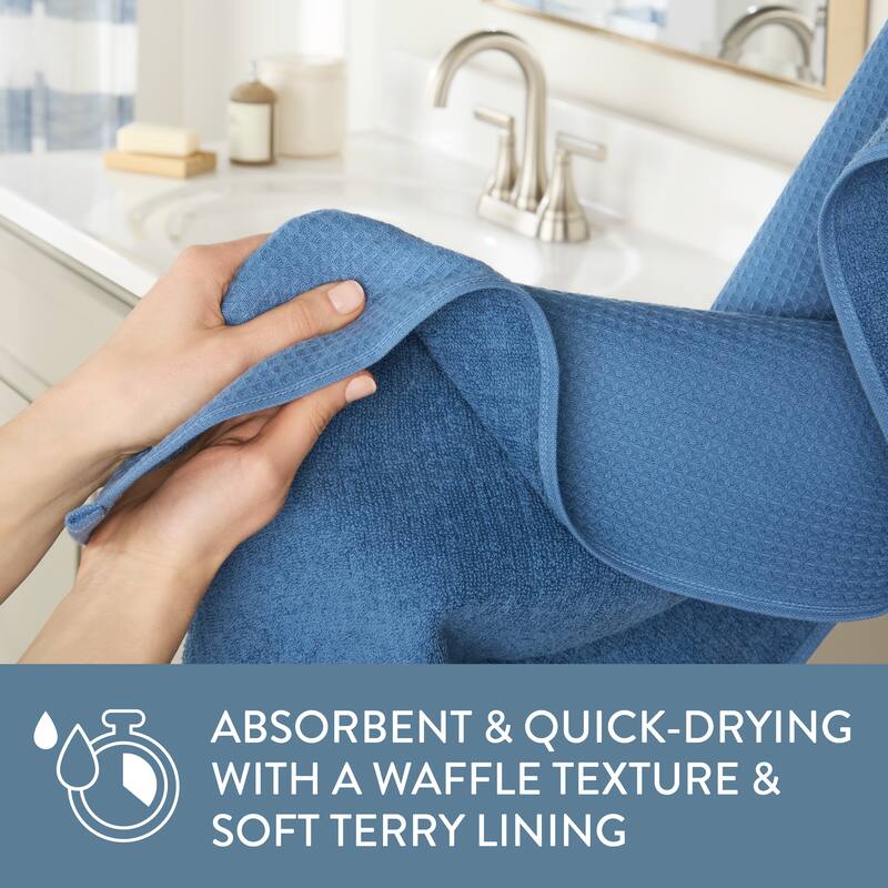 TOWN & COUNTRY BASICS 4-Piece Waffle Woven Terry Stripe Hand Towel Set, - 20"x30"
