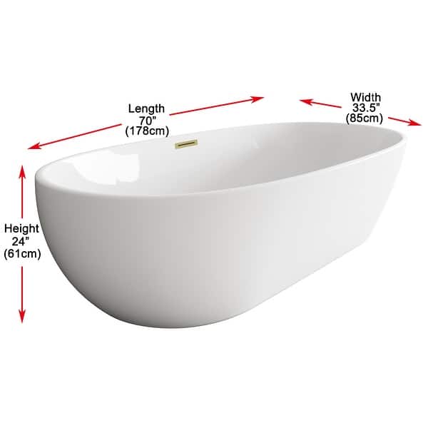 dimension image slide 14 of 16, Adler Soaking Bathtub in Glossy White