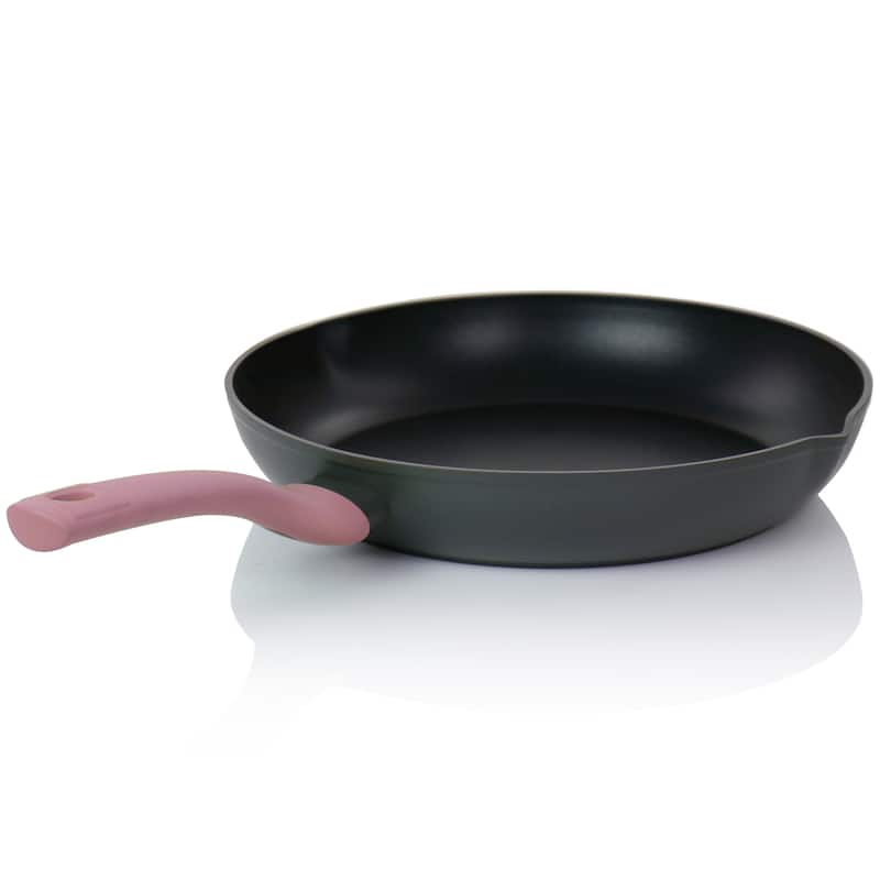 Oster Rigby 9.5 Inch Aluminum Nonstick Frying Pan in Pink with Spouts