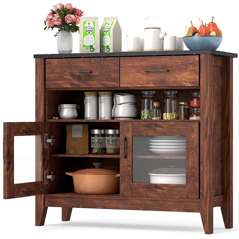 Gymax Buffet Sideboard w/ 2 Drawers 1 Open Compartment 2 Doors 2