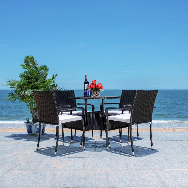 SAFAVIEH Outdoor Hanane 5-Piece Bistro Set - 32Wx32Dx34H