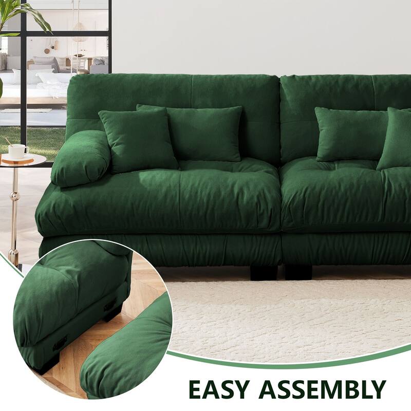 Rossetta 3-Seater Stylish Design Chenille Modular Sectional Sofa with Round Bolster Armrests