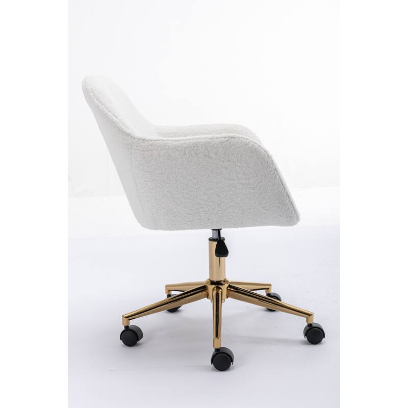 Teddy Fabric Home Office Chair with Metal Legs, Swivel Task Chair with Wheels, Upholstered Armchair with Adjustable Height - N/A