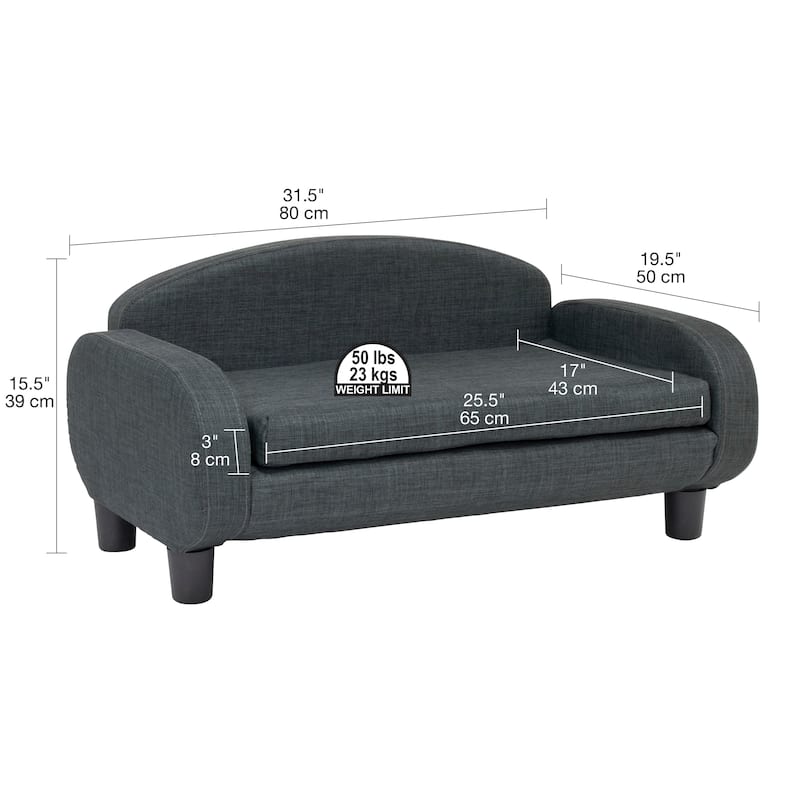 Paws & Purrs Modern Pet Sofa Bed Low-Back Lounger for Dogs & Cats – Removable Washable Mattress Cover