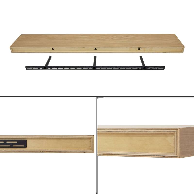 Wallniture OAKEN 48-60 inch Long, 10" Deep, 2.5" thick Floating Shelf with Hidden Bracket, Bookshelf, Farmhouse & Boho Decor