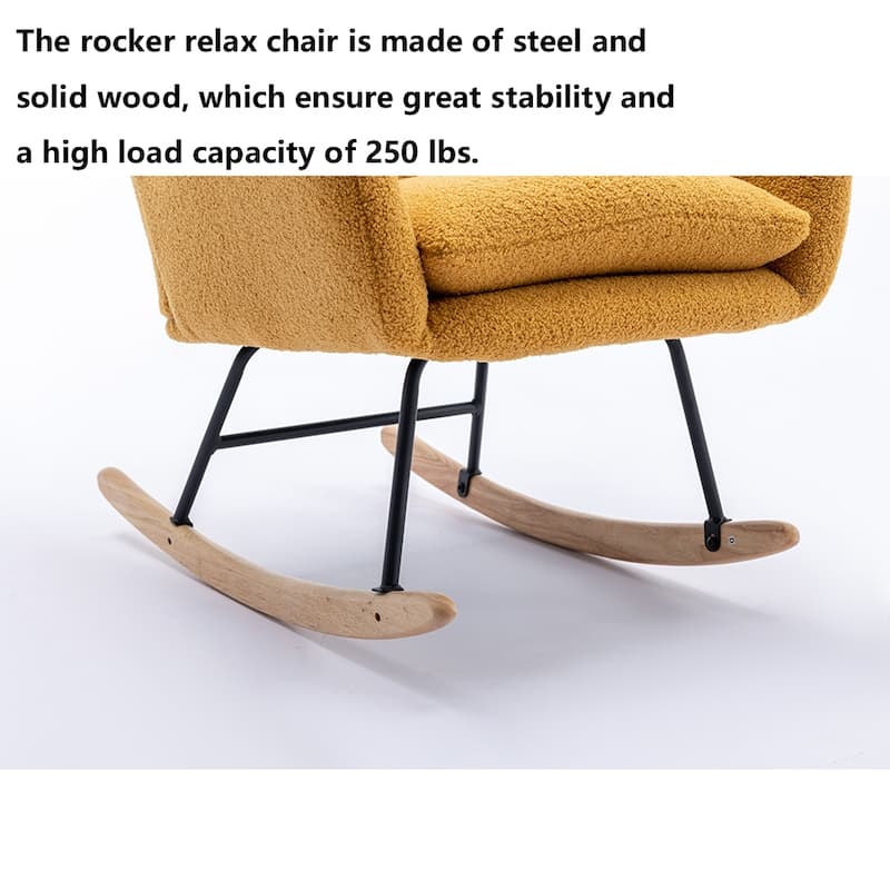 Teddy Fleece Accent Rocking Chair, Glider Rocker, Side Pockets