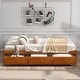 preview thumbnail 1 of 11, Twin Size Platform Bed Daybed with 3 Storage Drawers,Oak Oak