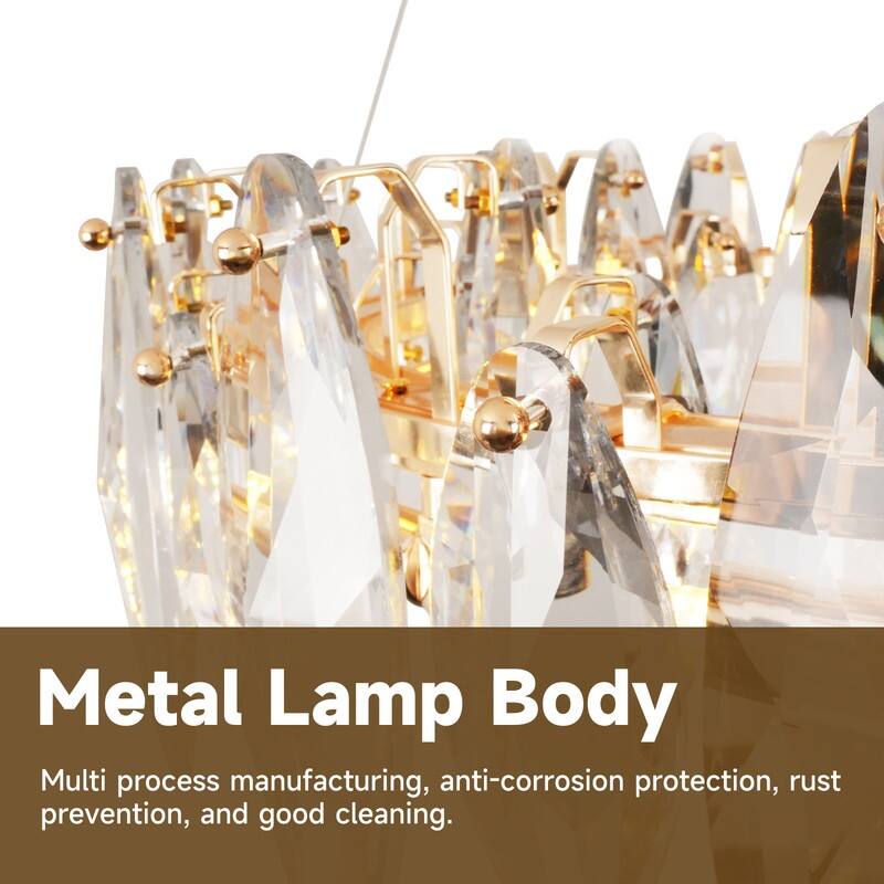 23.6 in. Crystal Raindrop Chandelier, 12-Light Luxury K9 Crystal Pendant light for Dining Room, Kitchen island