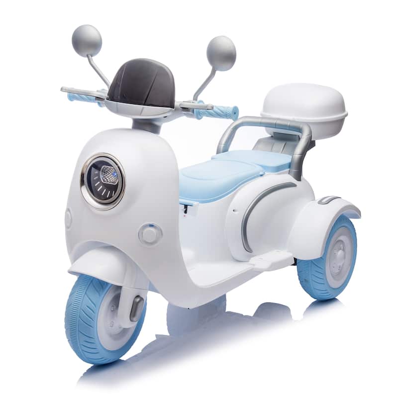 12V 2-Seater Electric Ride-On Motorcycle for Kids 3-6, Three-Wheel with Bluetooth & USB - Blue