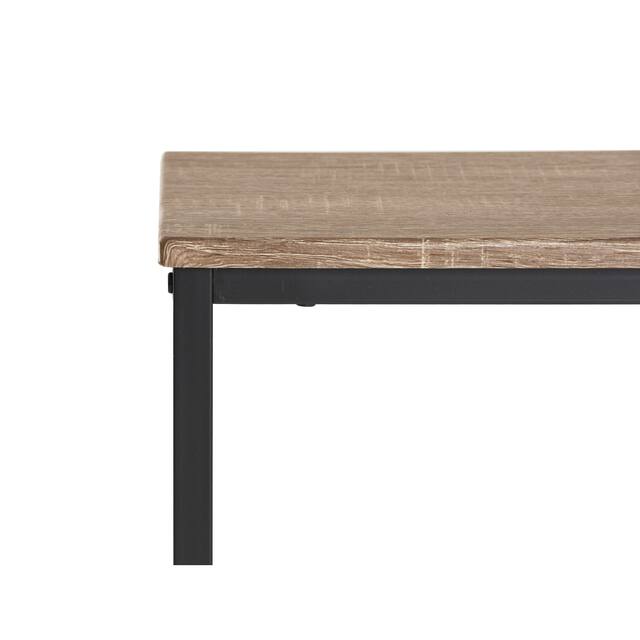 Slim Black Metal Console Table w/ Rectangular Wood Top