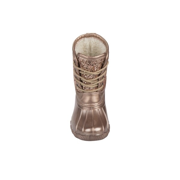 duck boots rose gold