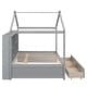 preview thumbnail 25 of 23, House Bed Wood Platform Bed Frame with 6 Storage Shelves and 2 Drawers, House-Shaped Kids Bed for Boys & Girls, Full