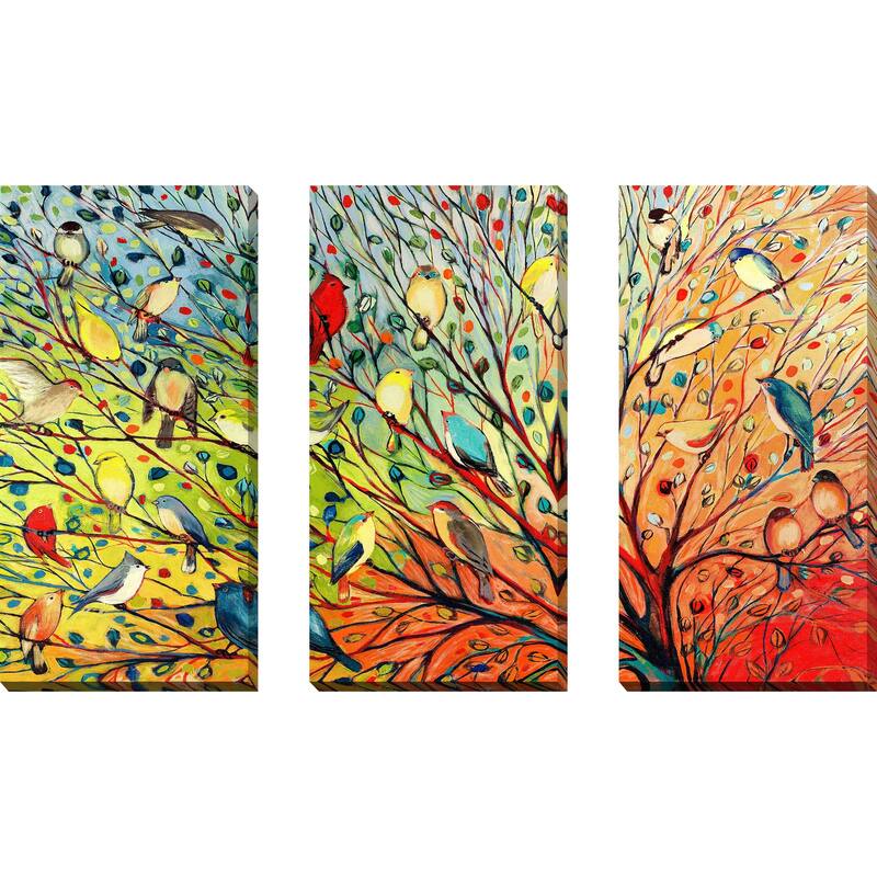 "27 Birds" by Jennifer Lommers 3 Piece Set on Canvas