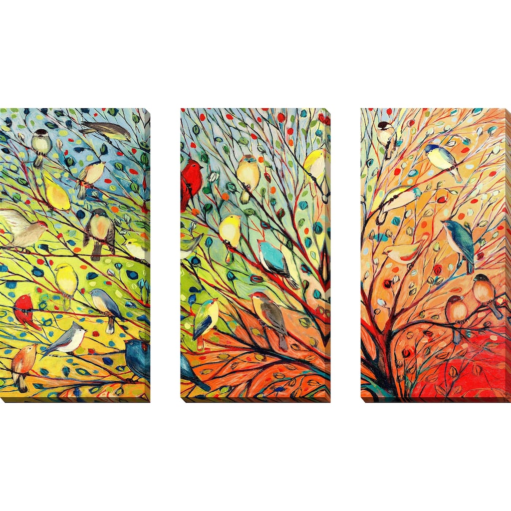 "27 Birds" by Jennifer Lommers 3 Piece Set on Canvas