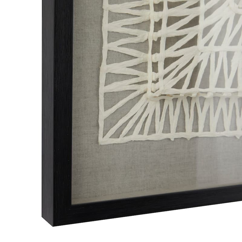 Paper Geometric Handmade 3D Origami Shadow Box with Black Frame - Set of 2 White - Roche River Decor