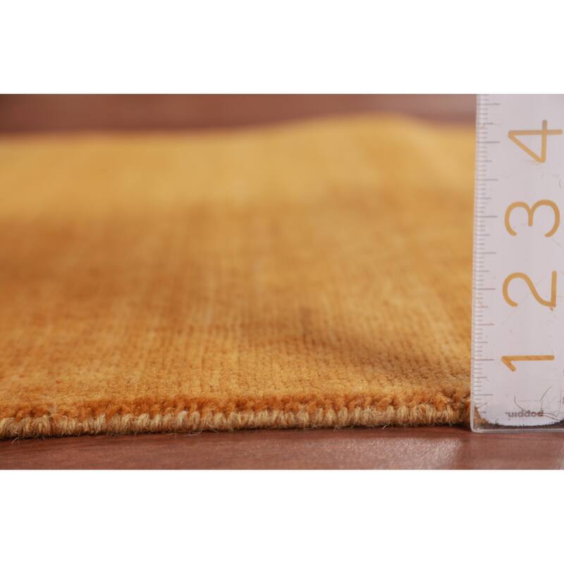 Yellow Rust Gabbeh Modern Rug Handmade Wool Carpet - 2'9" x 3'10"