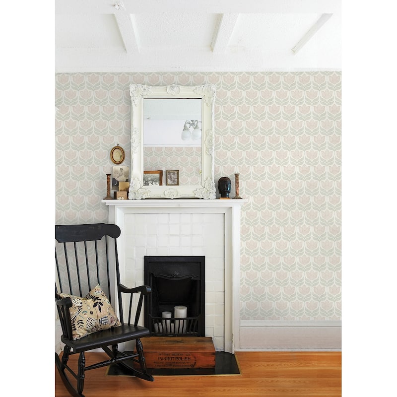 Chesapeake Cathal Blush Tulip Block Print Wallpaper