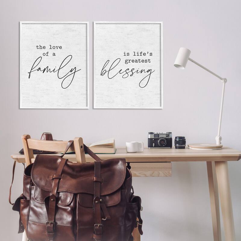 Stupell Love of Family is Life's Greatest Blessing Minimal Quote, 2pc Multi Piece Framed Wall Art Set