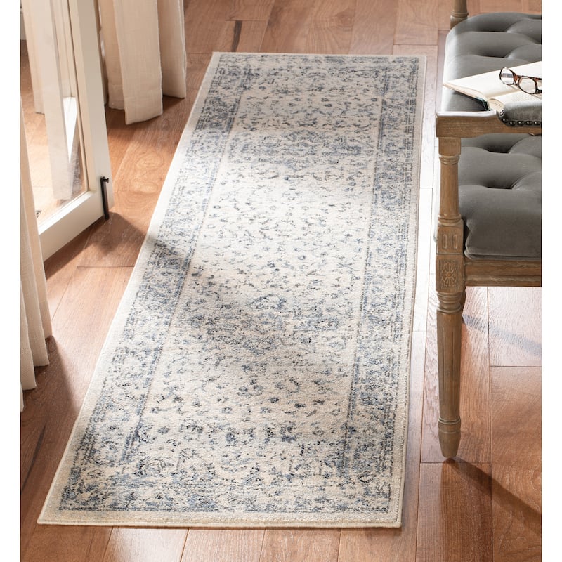 SAFAVIEH Charleston Prabha Vintage Boho Oriental Rug - 2' x 22' Runner - Ivory/Navy