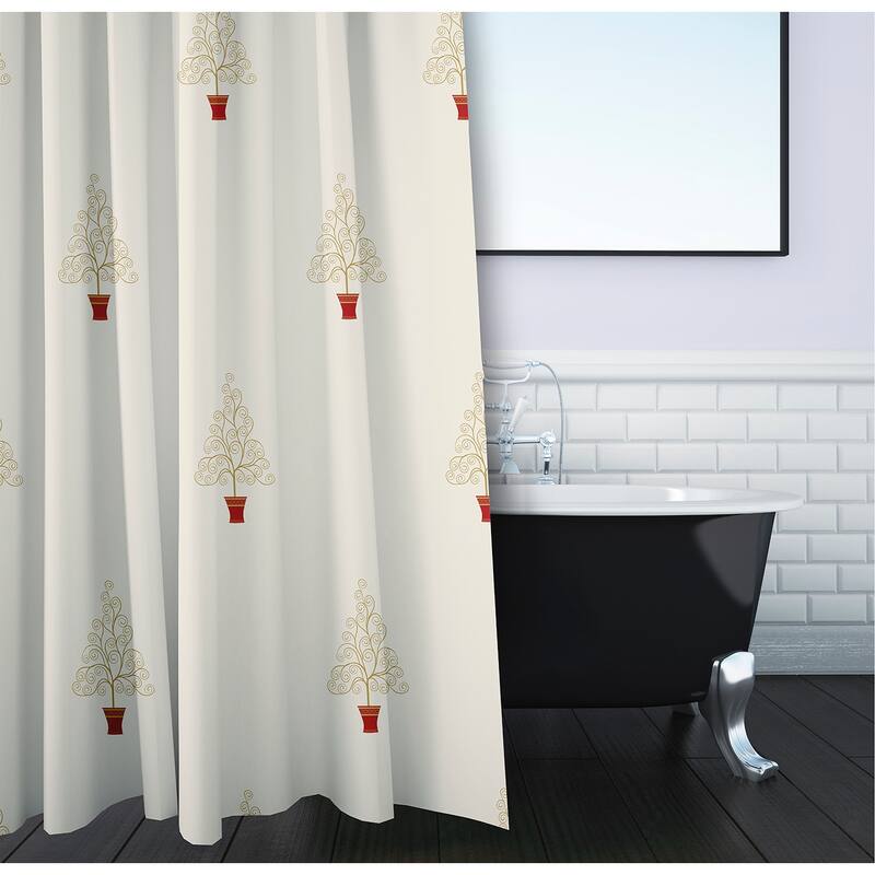 Filigree Forrest Holiday Print Shower Curtain
