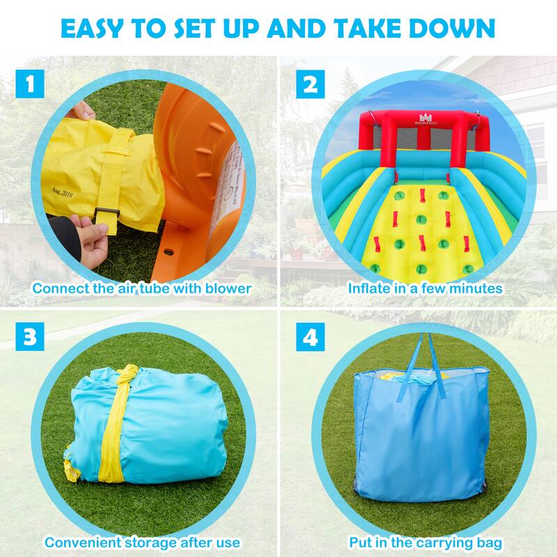 Gymax Inflatable Mighty Water Slide Park Bounce Splash Pool Without