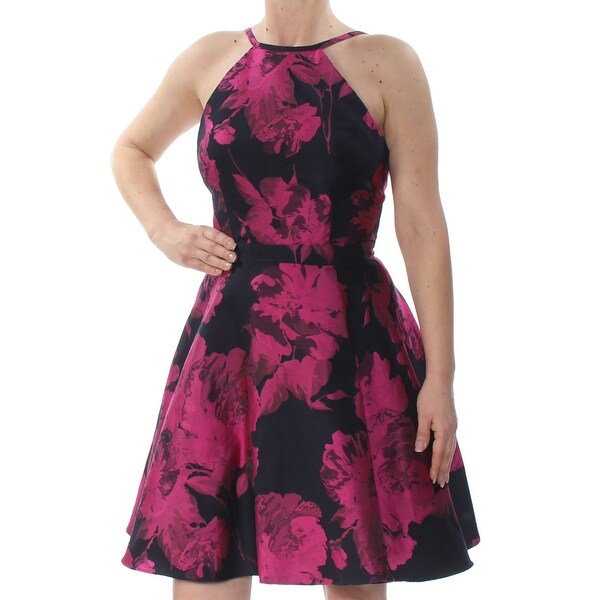 halter fit and flare cocktail dress
