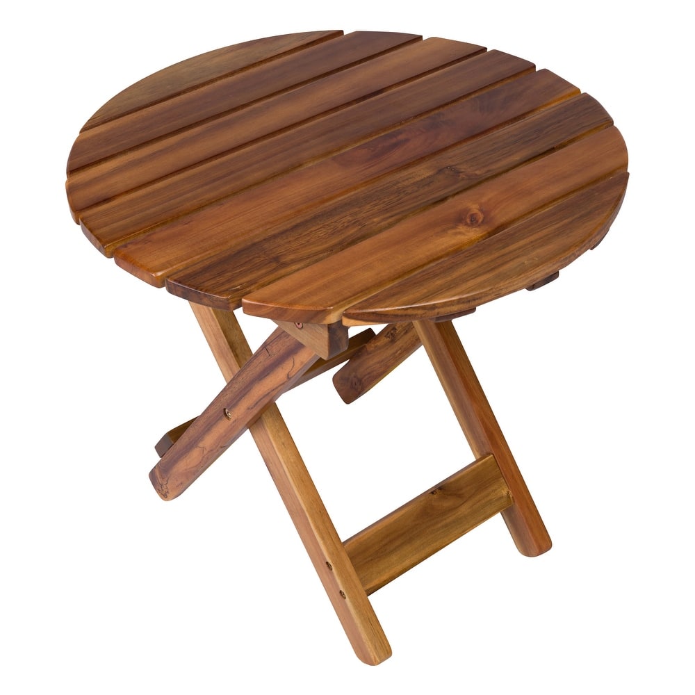 Aspen Assembled Round Acacia Outdoor Folding Side Table