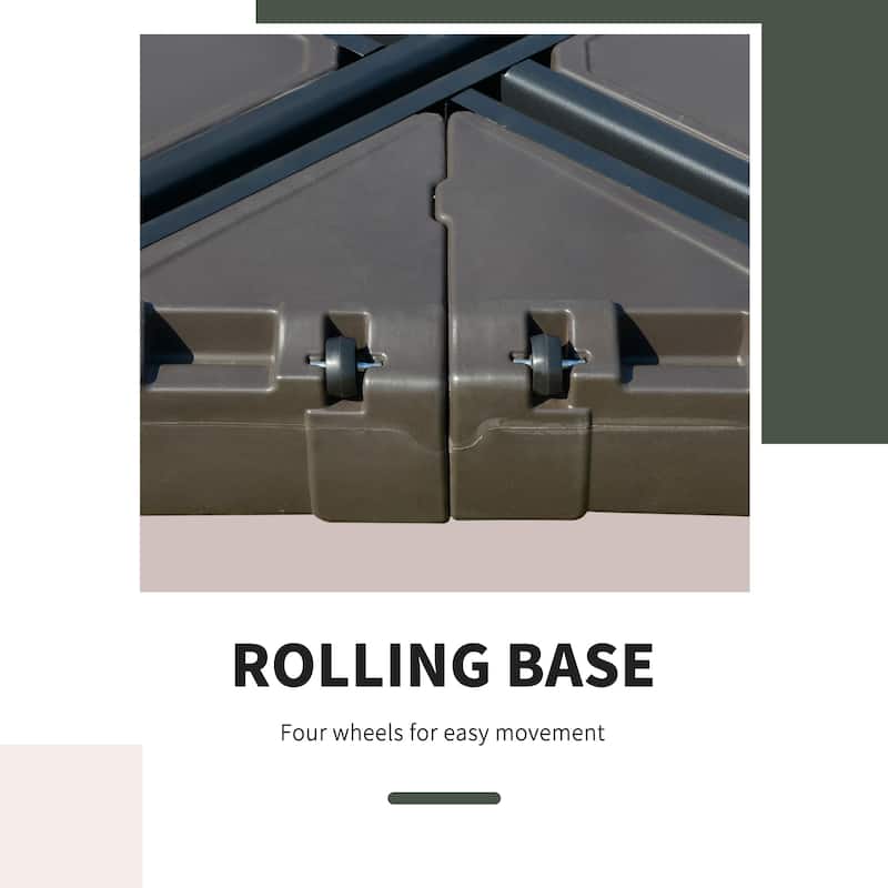 Outsunny Square Cantilever Patio Umbrella Base with 4 Wheels for Easy Moving, Fill with Sand or Water for Security