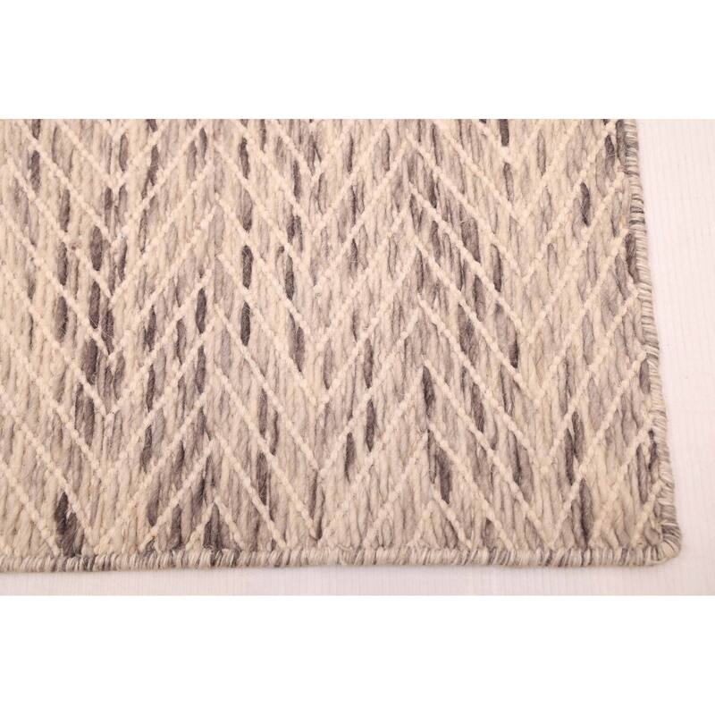 ECARPETGALLERY Braid weave Sienna Light Grey Wool Rug - 5'4 x 7'4