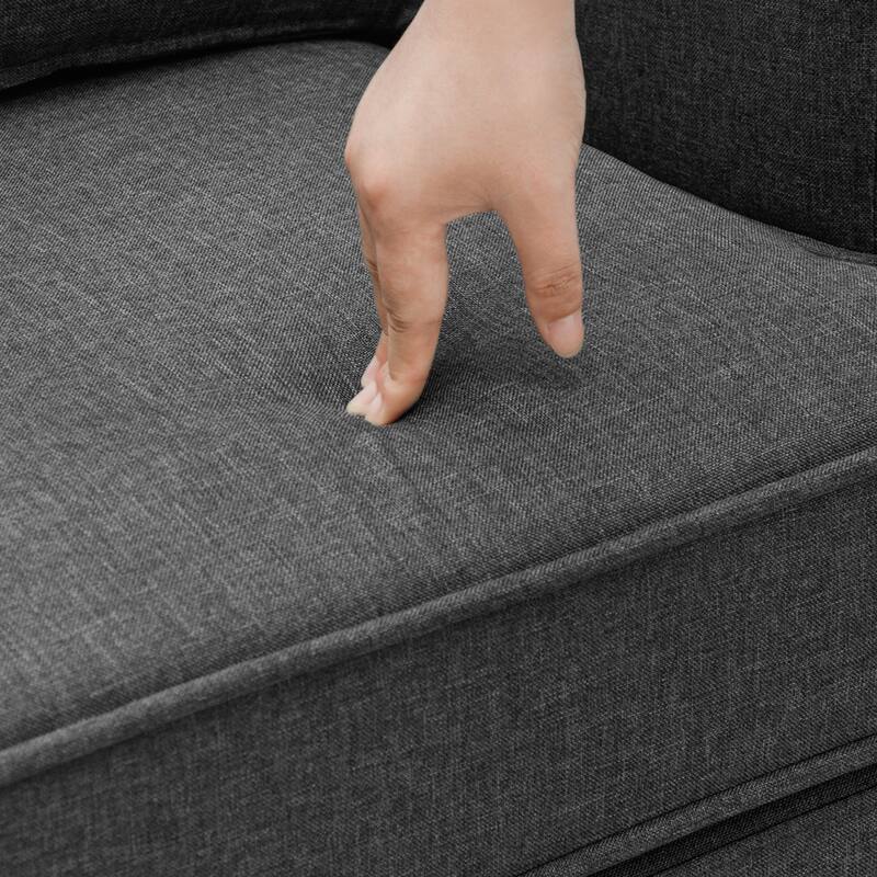 Modern Fabric Accent Chair with Upholstered Armrest Wooden Legs and Pillow for Living Room