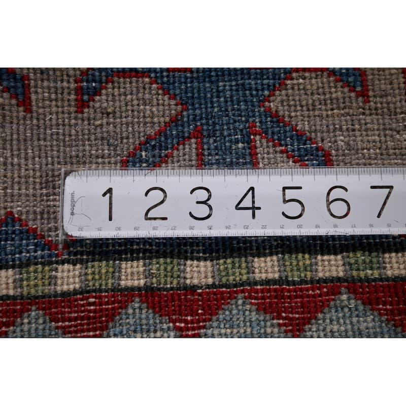 Geometric Kazak Rug Hand-Knotted Dining Room Wool Carpet - 6'0" x 8'2"