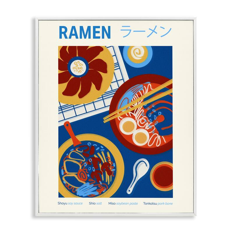 Stupell Ramen Table Placement Framed Giclee Art Design By Victoria Barnes - 16 x 20 - White