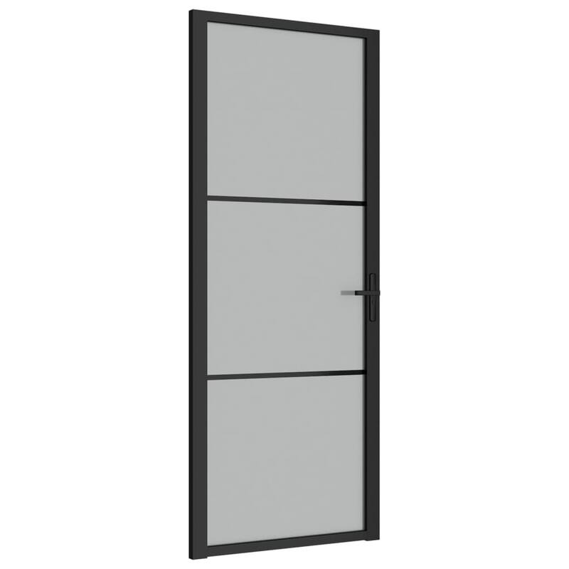 vidaXL Glass Door Interior Door with Alloy Handle ESG Glass and Aluminum Black